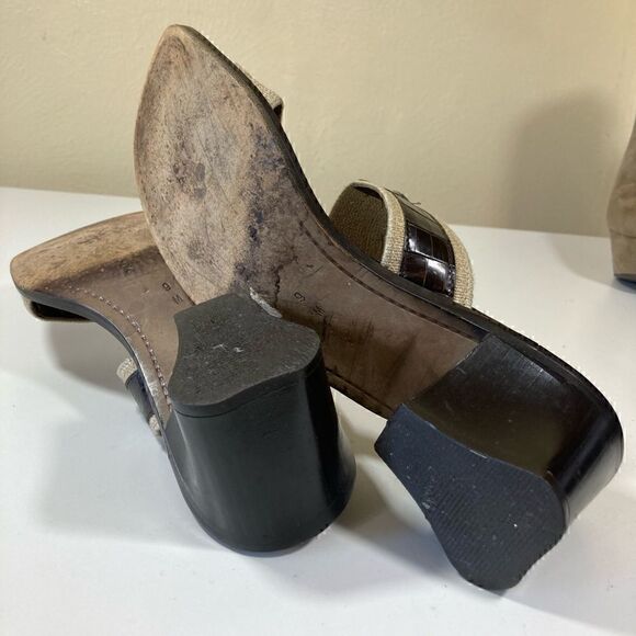 DONALD PLINER CROC EMBOSSED LEATHER & Canvas Women’s open toe sandals size 9 GUC - Picture 12 of 16